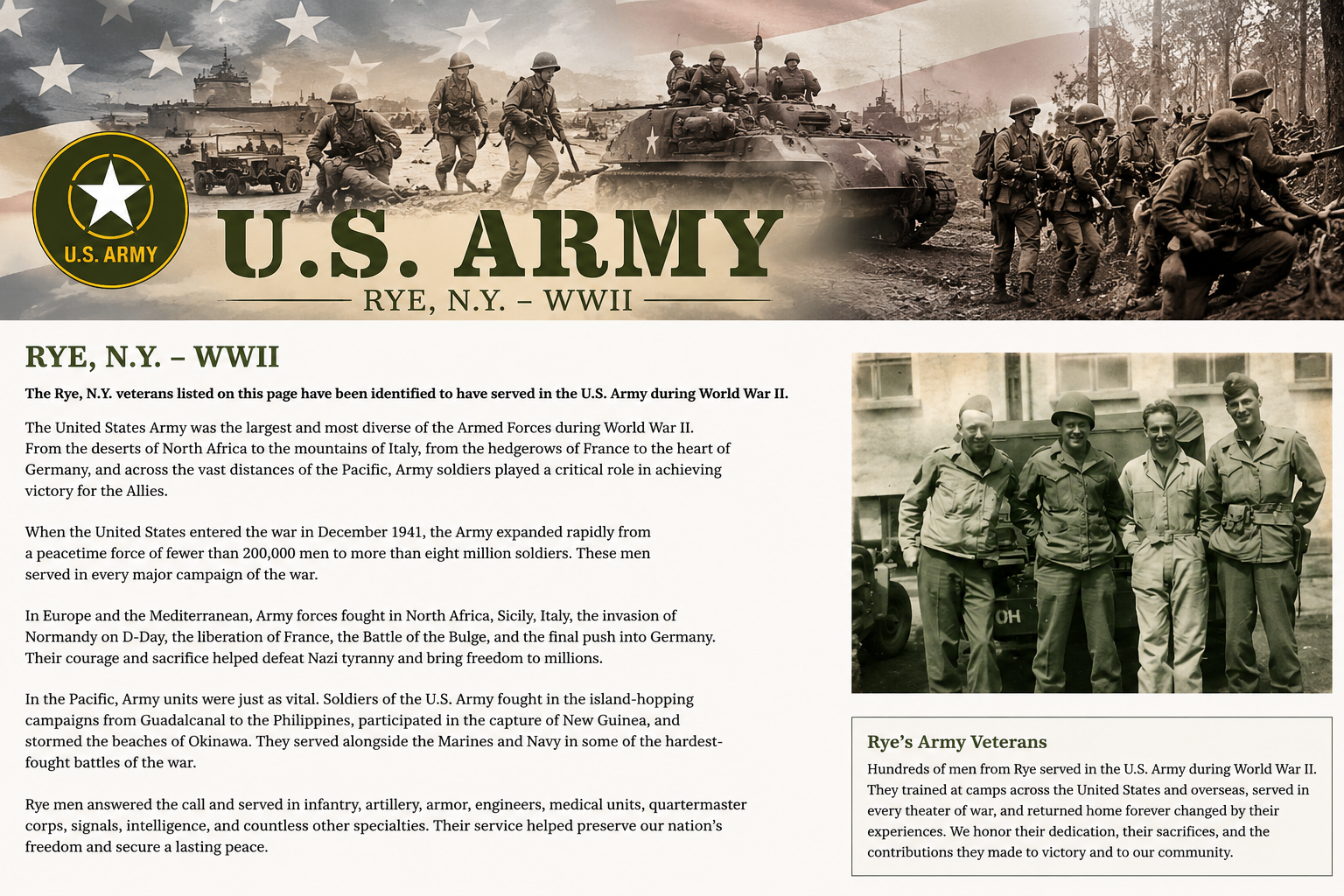 U.S. Army World War II Veterans from Rye New York